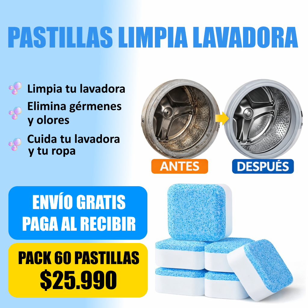 Pastillas Limpia Lavadora 60 Unidades