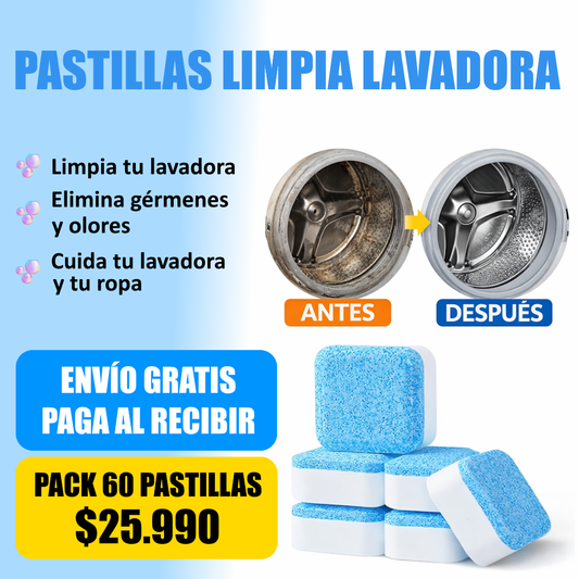 Pastillas Limpia Lavadora 60 Unidades